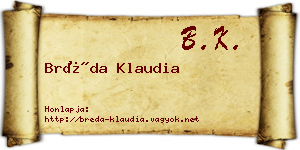 Bréda Klaudia névjegykártya
